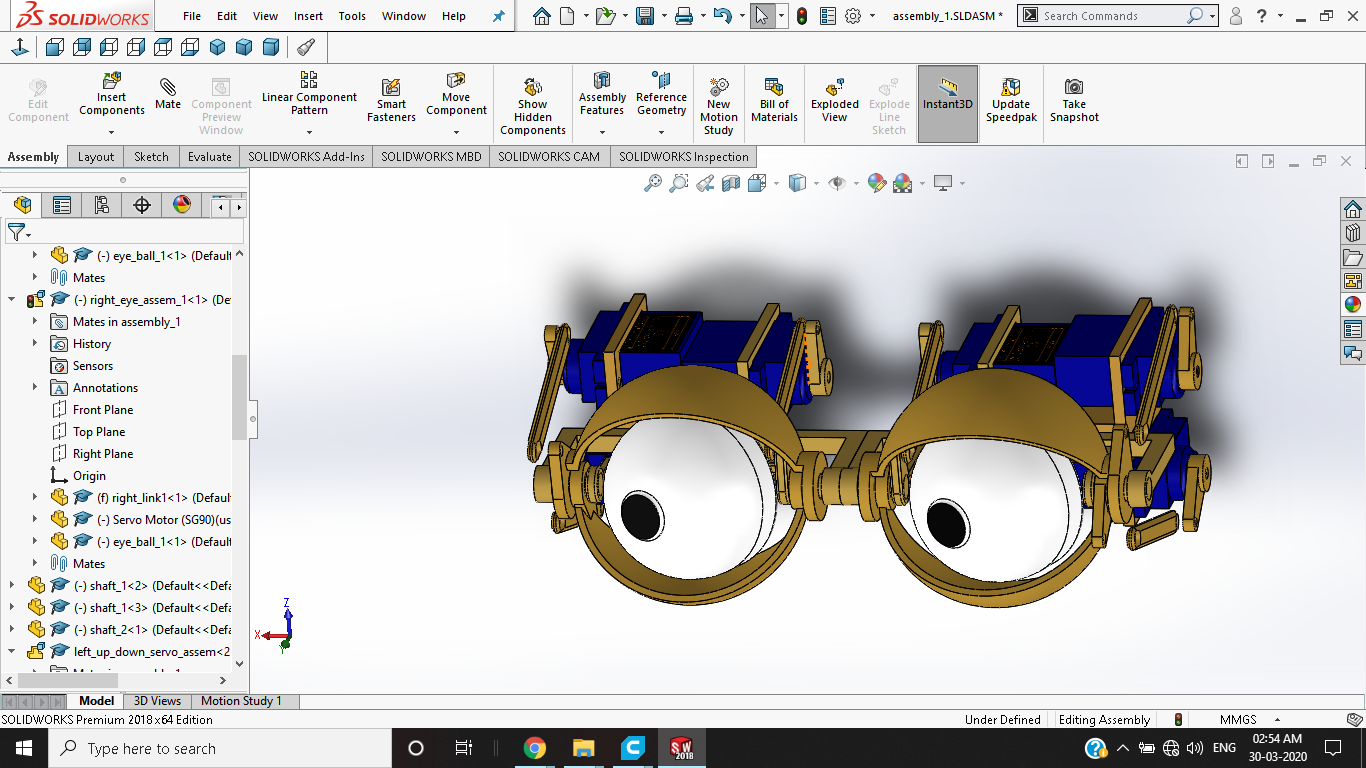 animatronic eyes仿生眼睛机构3D图纸 Solidworksy设计